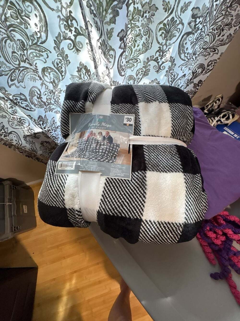 Family Mega Blanket Black And White Buffalo Check 132 in x 108 in